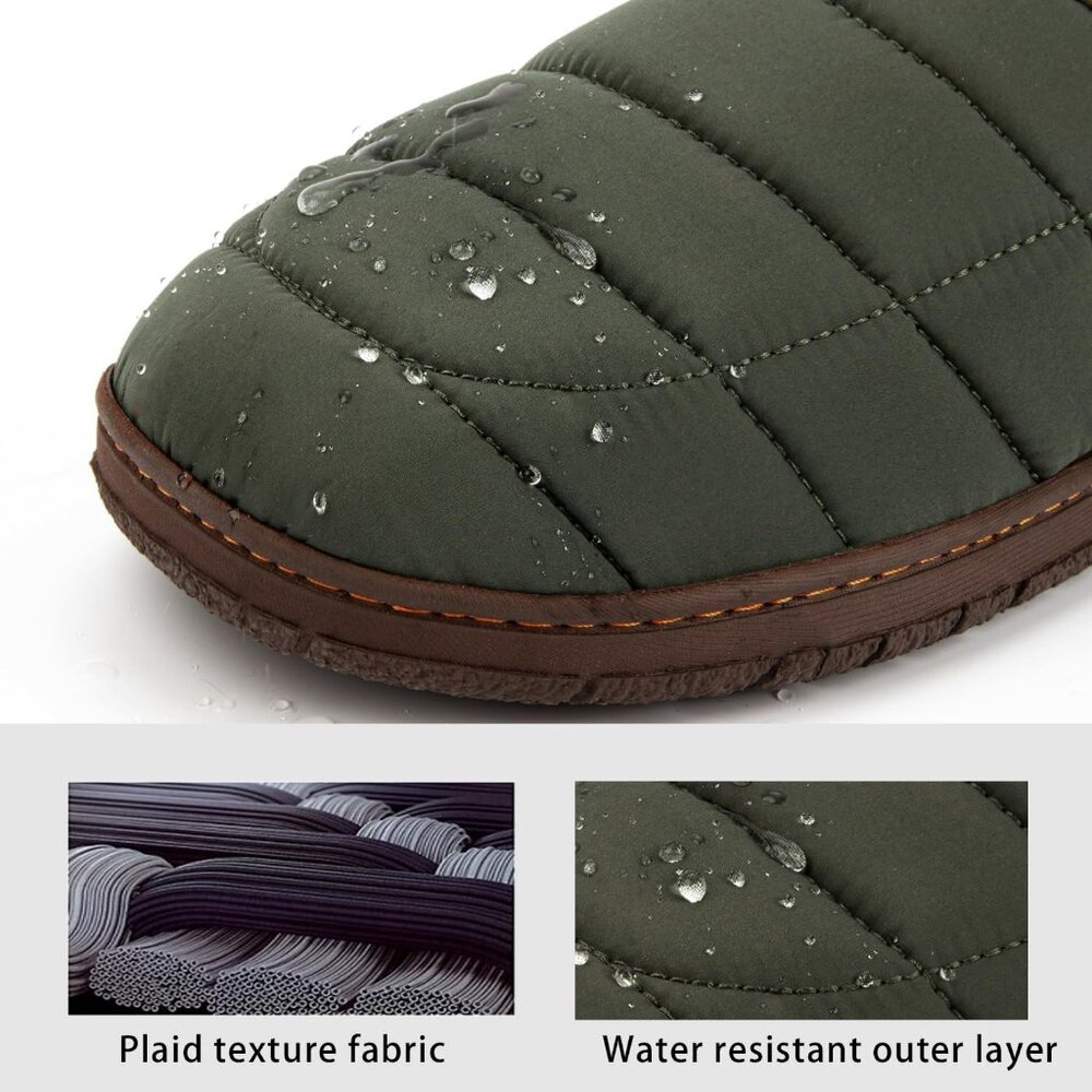 Men’s Two Tone Memory Foam Slippers - Slip On Indoor/Outdoor House Loafers - Picture 3 of 6